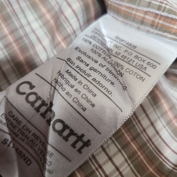 Carhartt XL Mens Button Down Short Sleeve Green - Picture 7 of 8